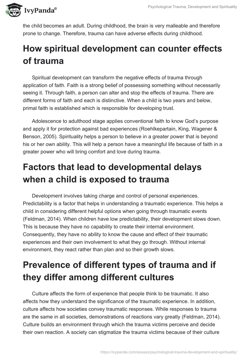 Psychological Trauma, Development and Spirituality. Page 2