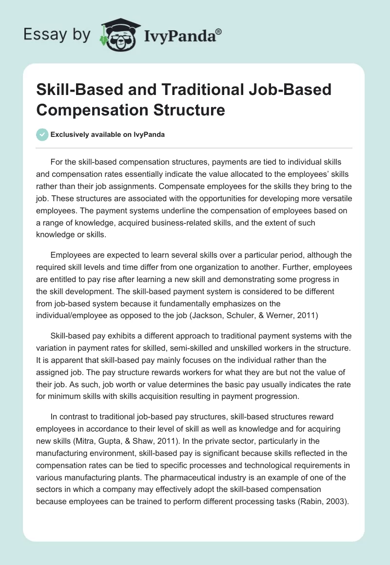 Skill-Based and Traditional Job-Based Compensation Structure. Page 1