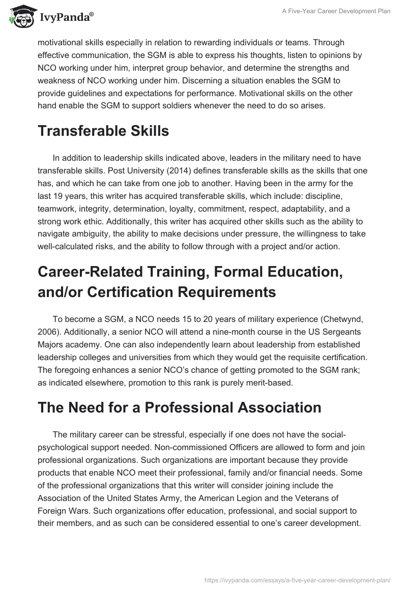 A Five-Year Career Development Plan. Page 4
