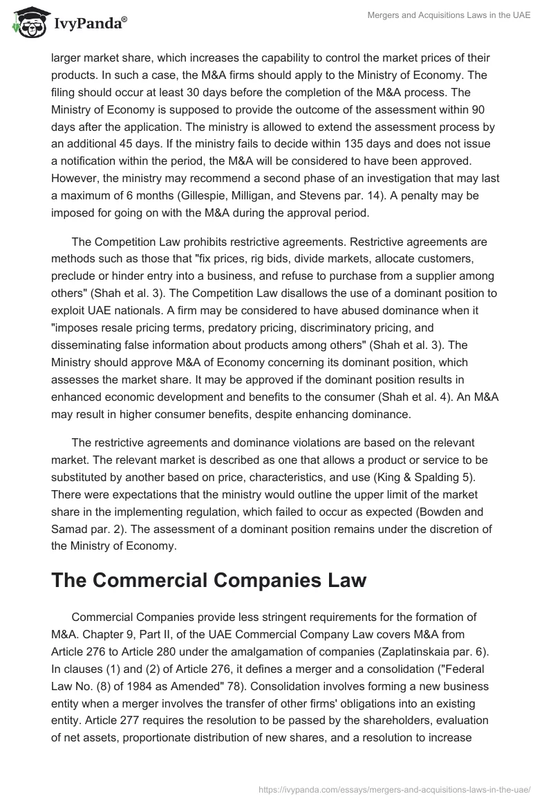 Mergers and Acquisitions Laws in the UAE. Page 3
