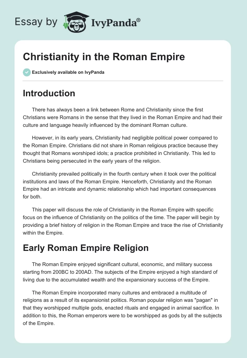 Christianity in the Roman Empire. Page 1