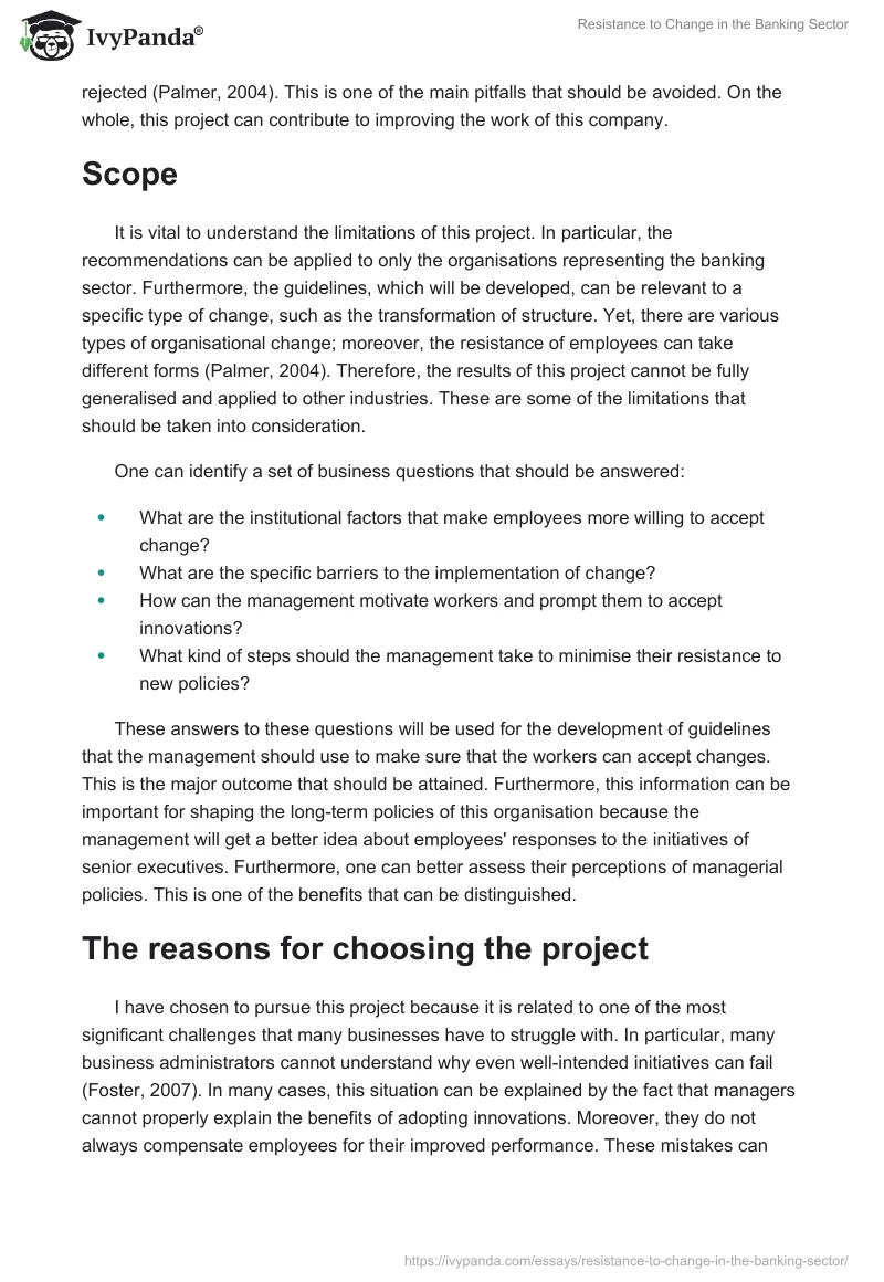 Resistance to Change in the Banking Sector. Page 2