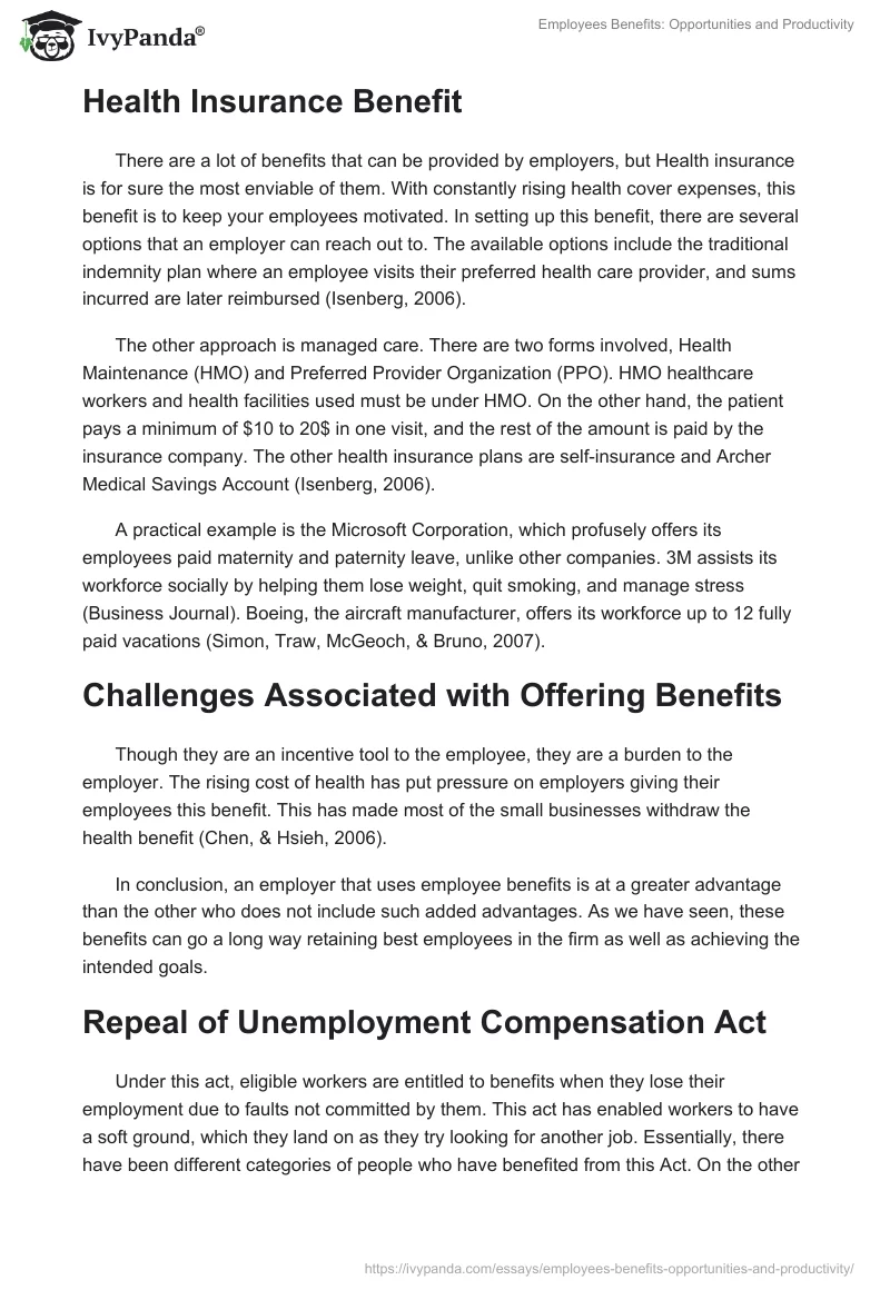 Employees Benefits: Opportunities and Productivity. Page 2