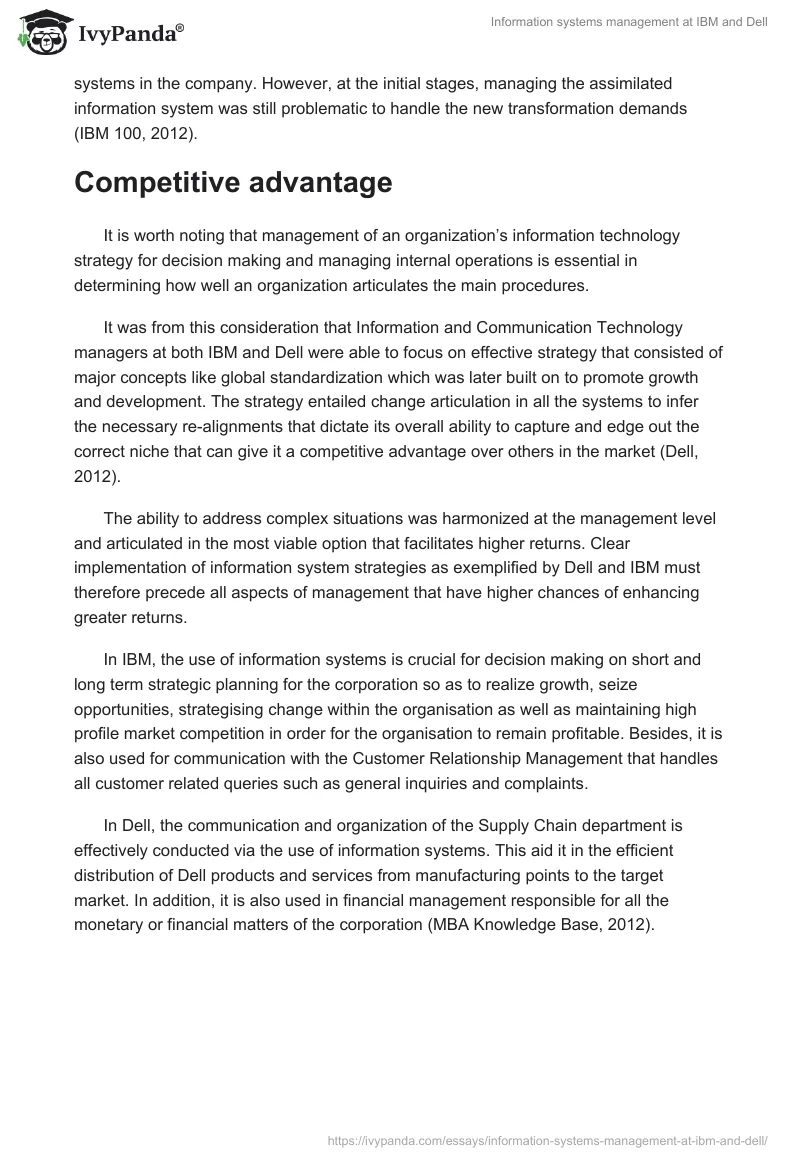 Information Systems Management at IBM and Dell. Page 5