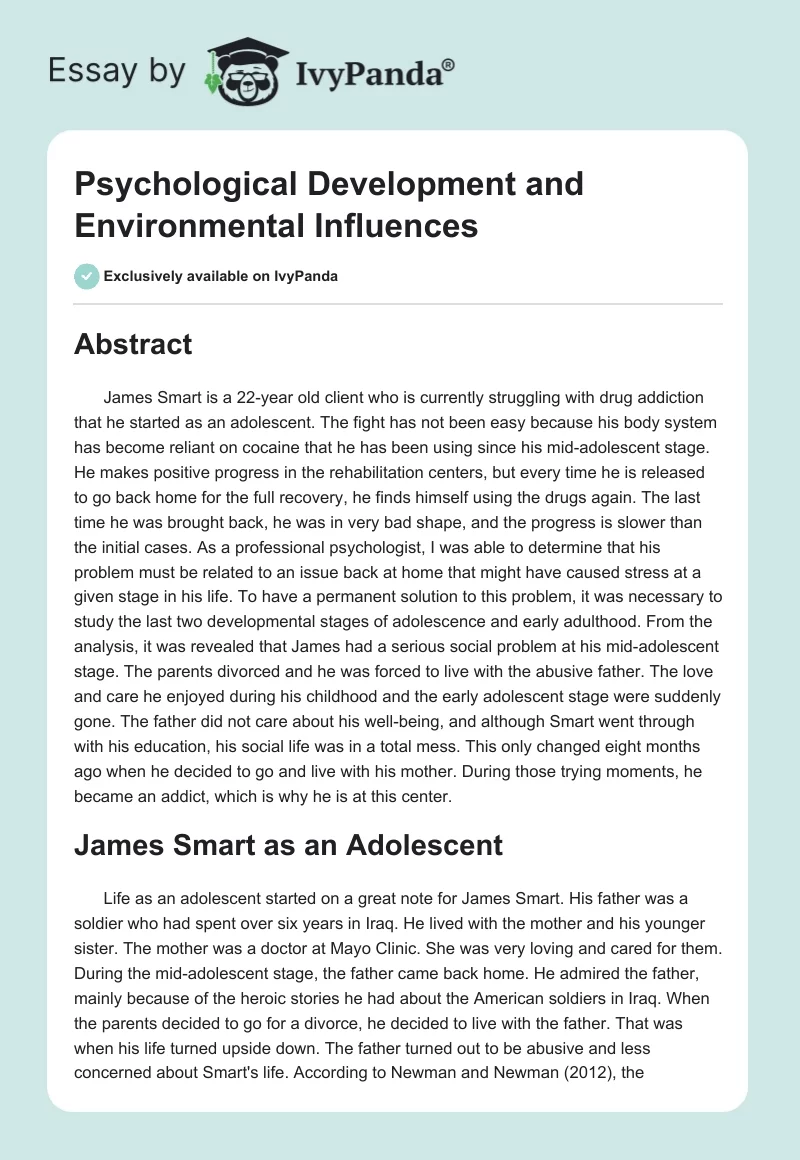 Psychological Development and Environmental Influences. Page 1