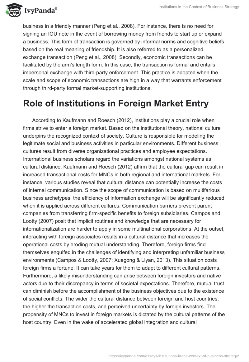 Institutions in the Context of Business Strategy. Page 2