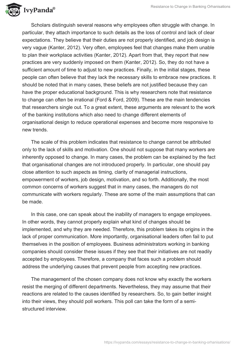Resistance to Change in Banking Orhanisations. Page 2