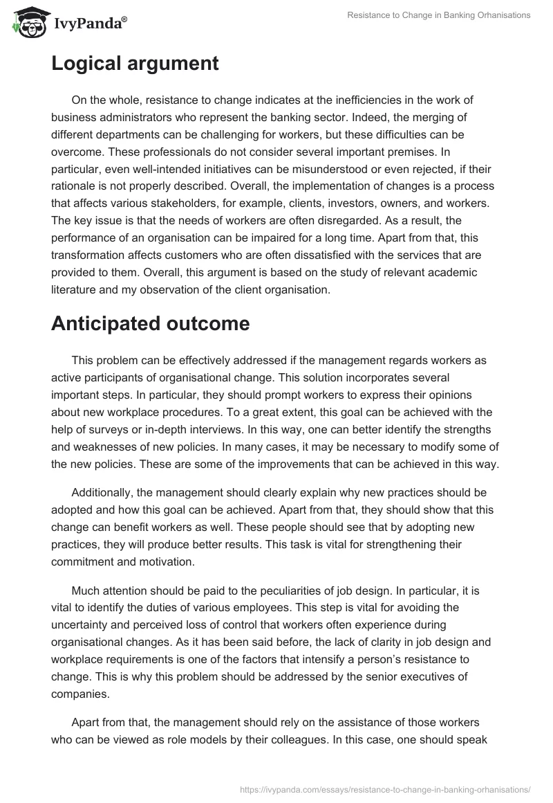 Resistance to Change in Banking Orhanisations. Page 3