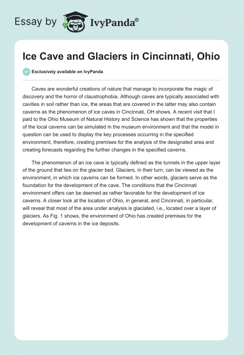 Ice Cave and Glaciers in Cincinnati, Ohio. Page 1
