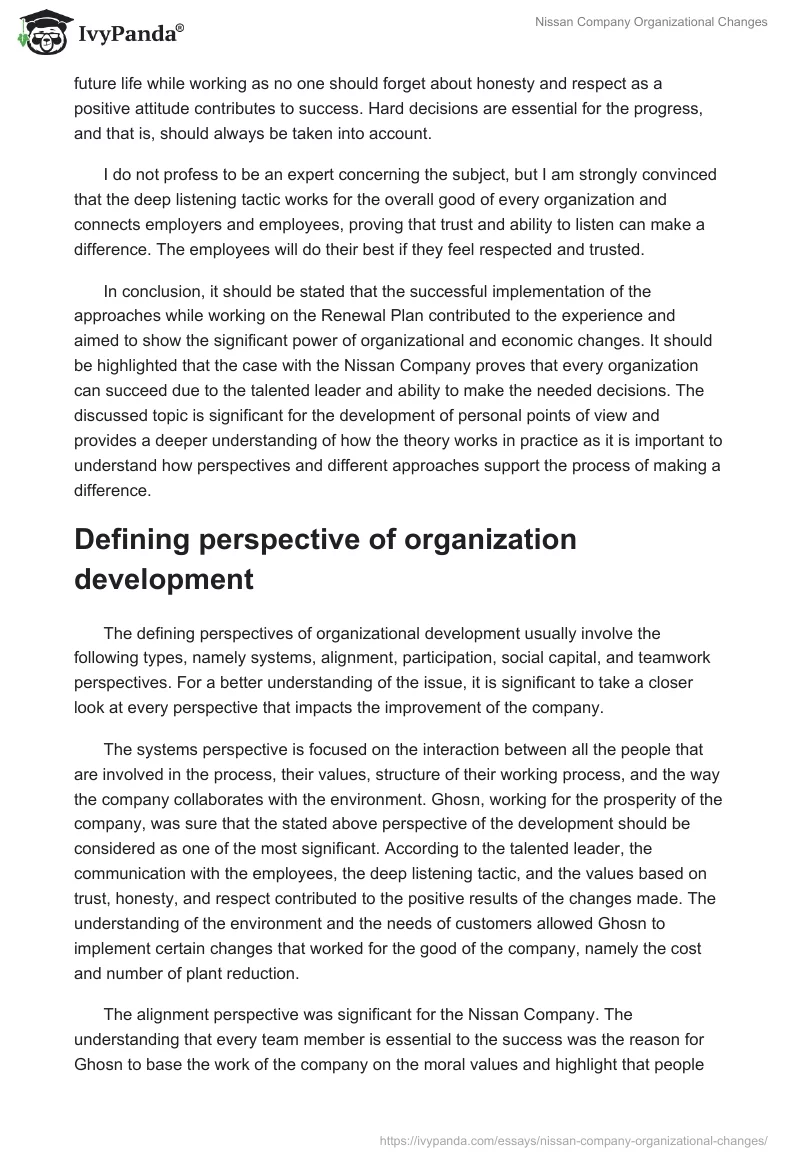 Nissan Company Organizational Changes. Page 2