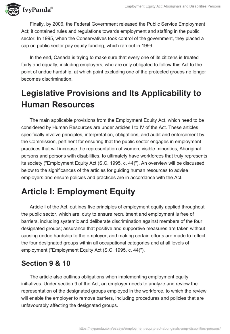 Employment Equity Act: Aboriginals and Disabilities Persons. Page 3