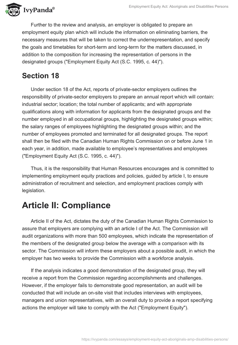 Employment Equity Act: Aboriginals and Disabilities Persons. Page 4