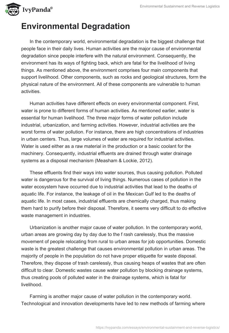 Environmental Sustainment and Reverse Logistics. Page 3