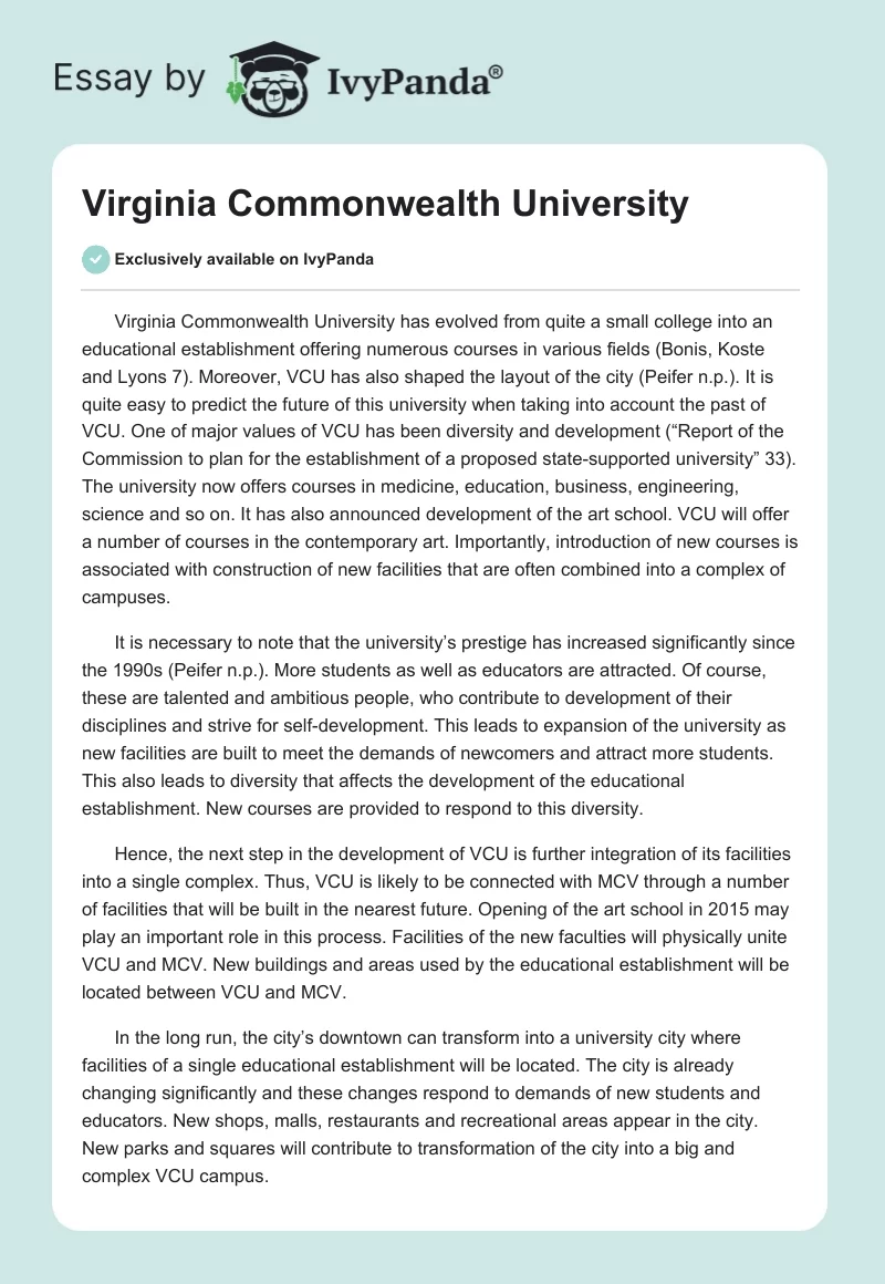 Virginia Commonwealth University. Page 1
