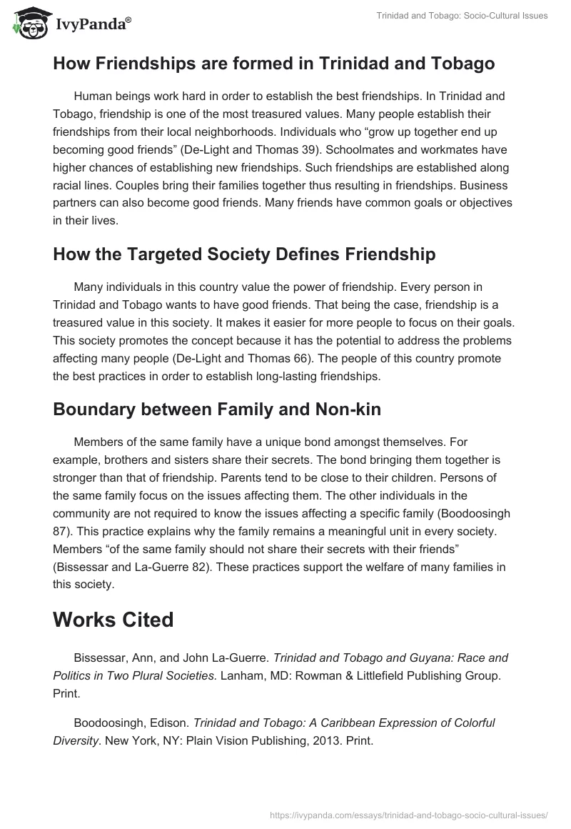Trinidad and Tobago: Socio-Cultural Issues. Page 5