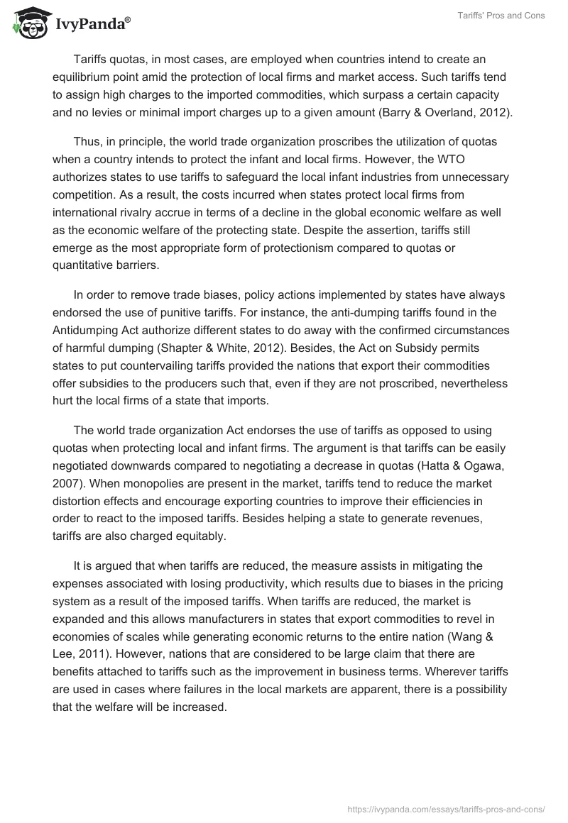 Tariffs' Pros and Cons. Page 2