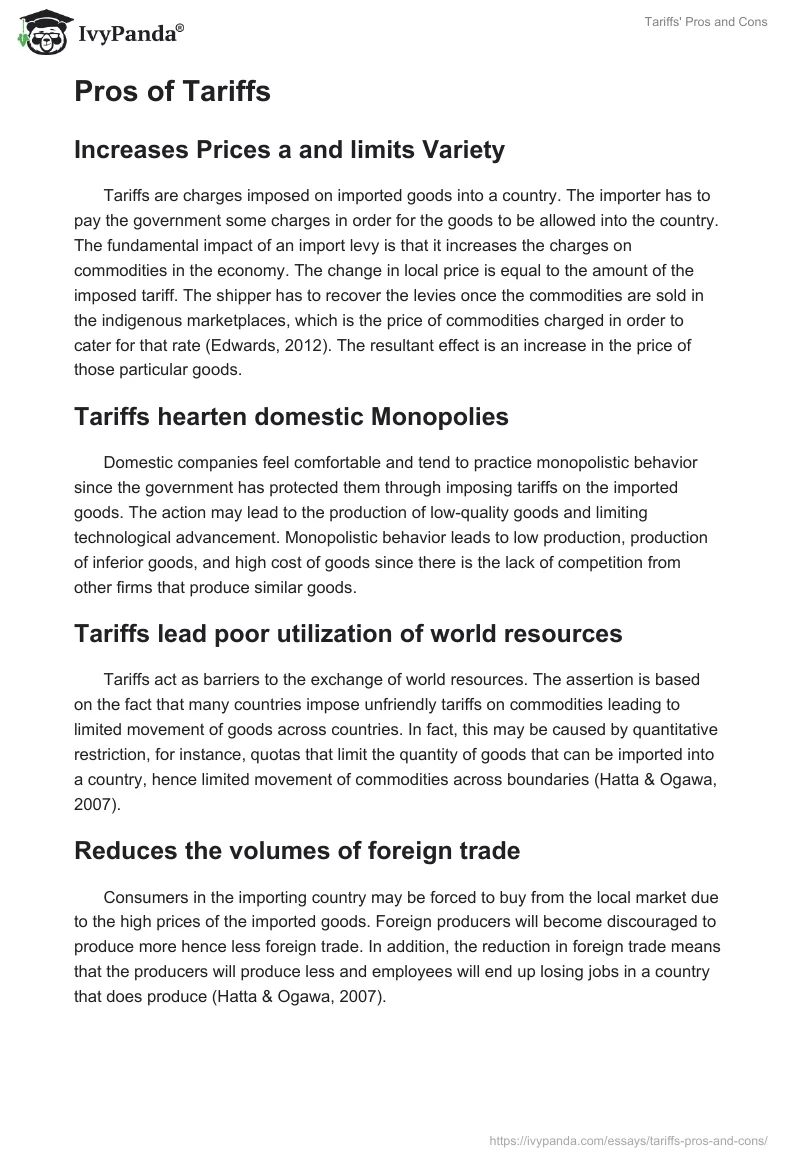 Tariffs' Pros and Cons. Page 3