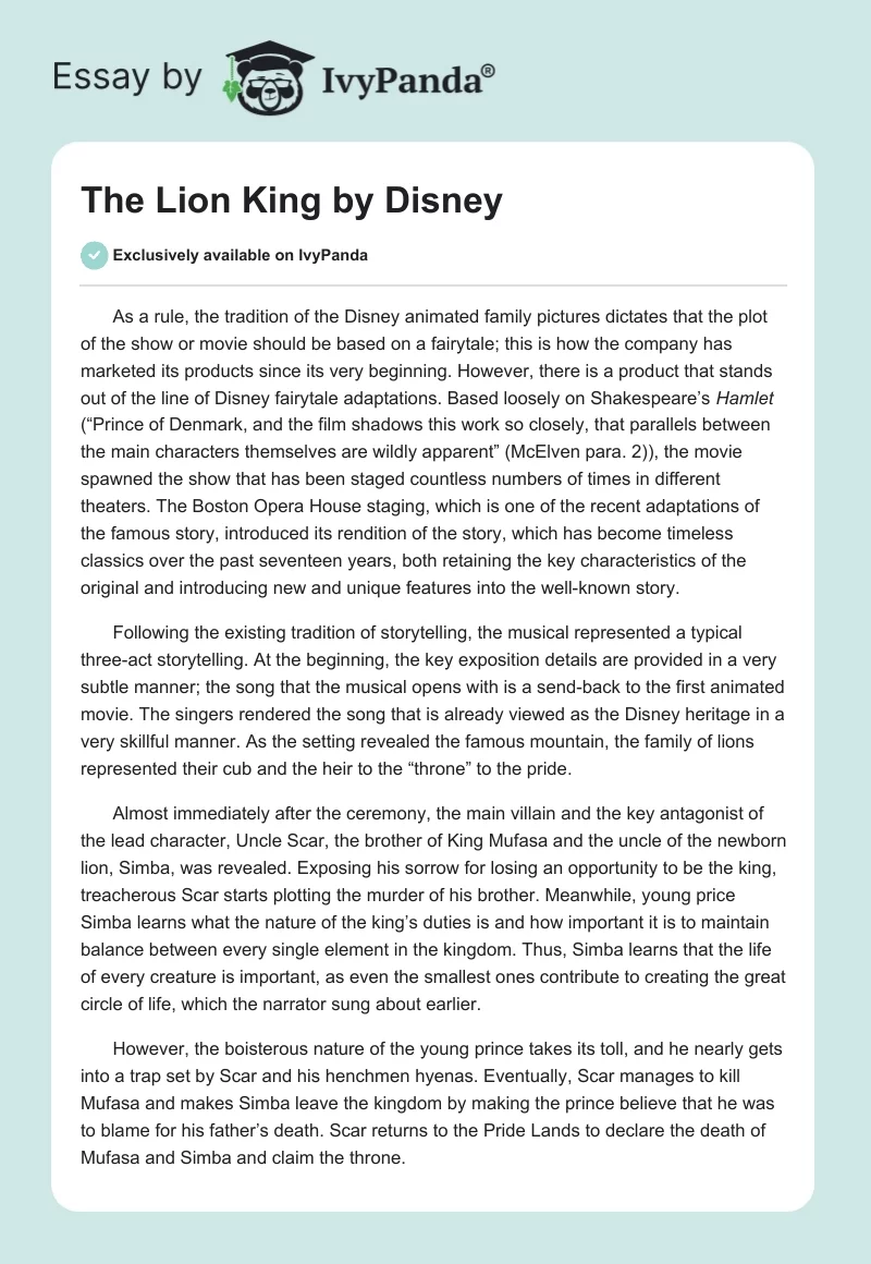 "The Lion King" by Disney. Page 1
