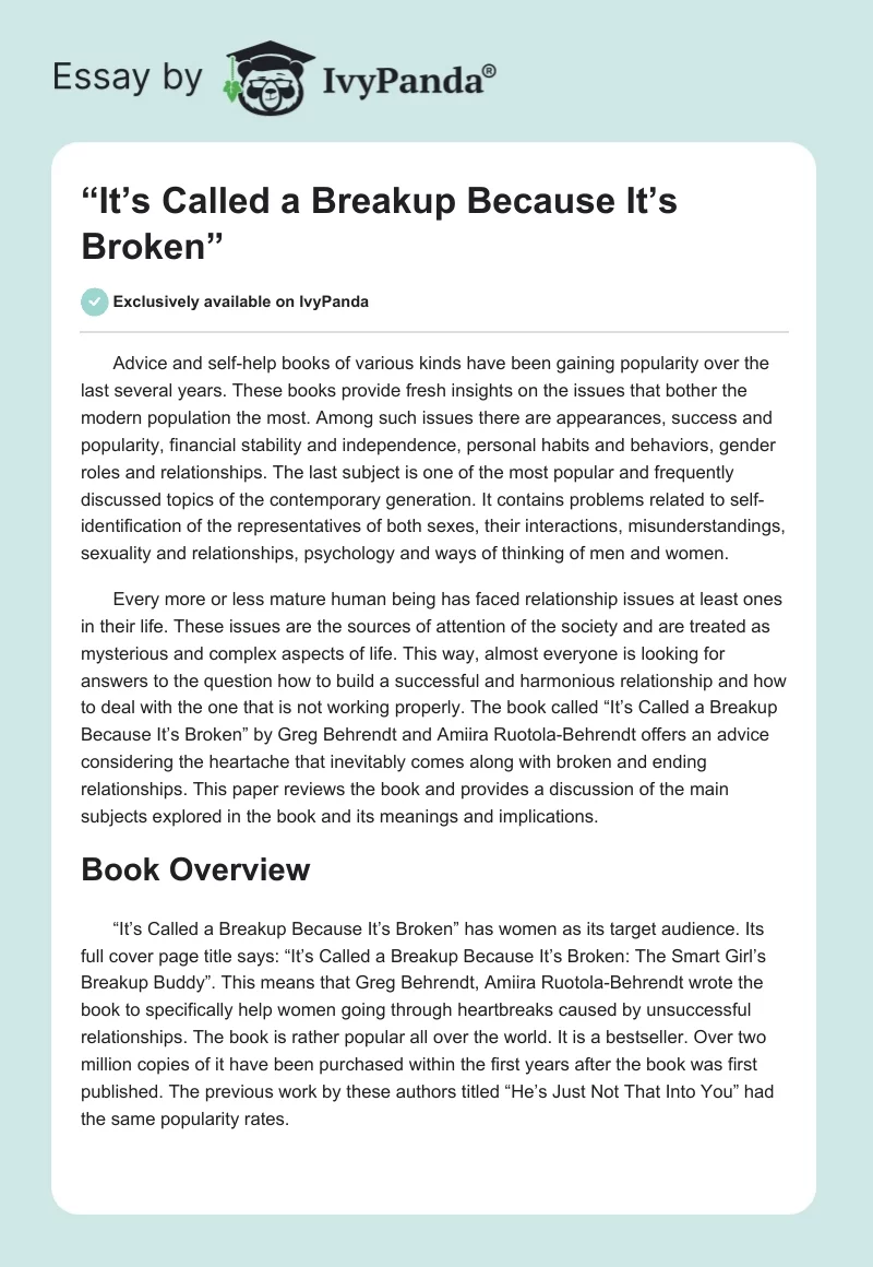 “It’s Called a Breakup Because It’s Broken”. Page 1