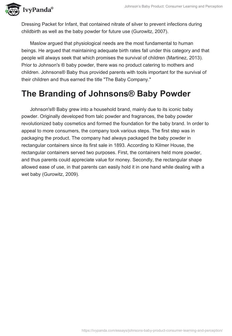 Johnson’s Baby Product: Consumer Learning and Perception. Page 3