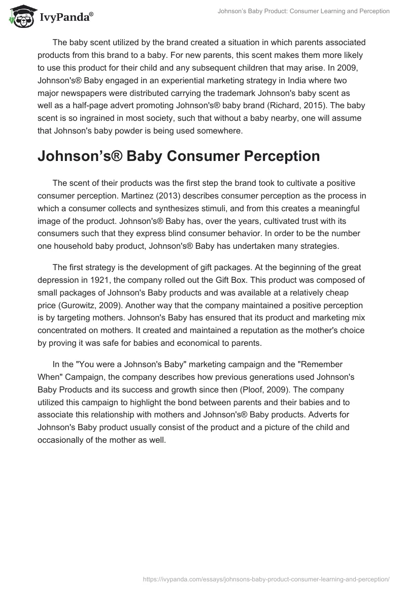 Johnson’s Baby Product: Consumer Learning and Perception. Page 5