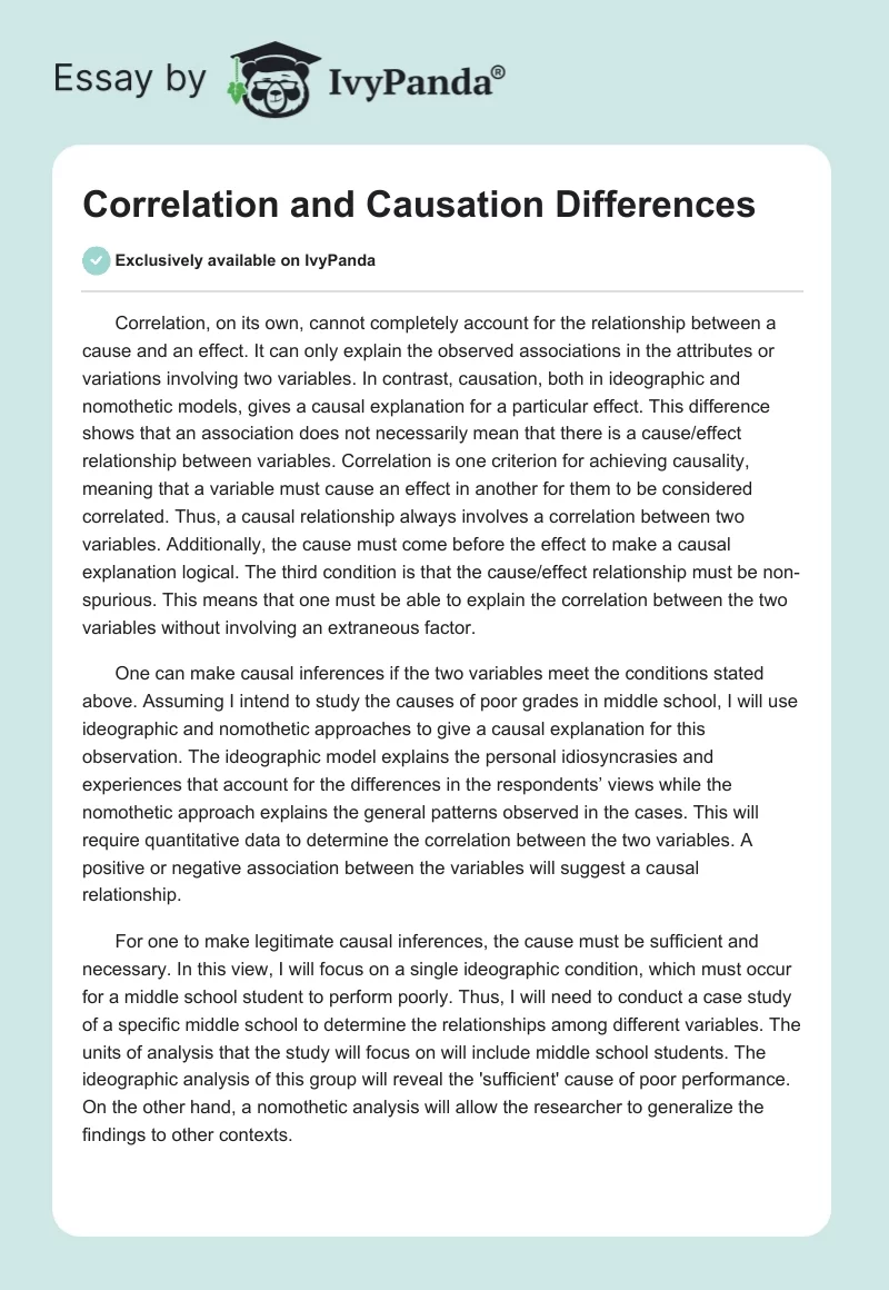 Correlation and Causation Differences. Page 1