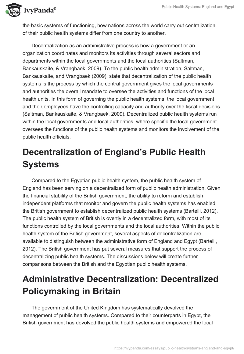 Public Health Systems: England and Egypt. Page 2