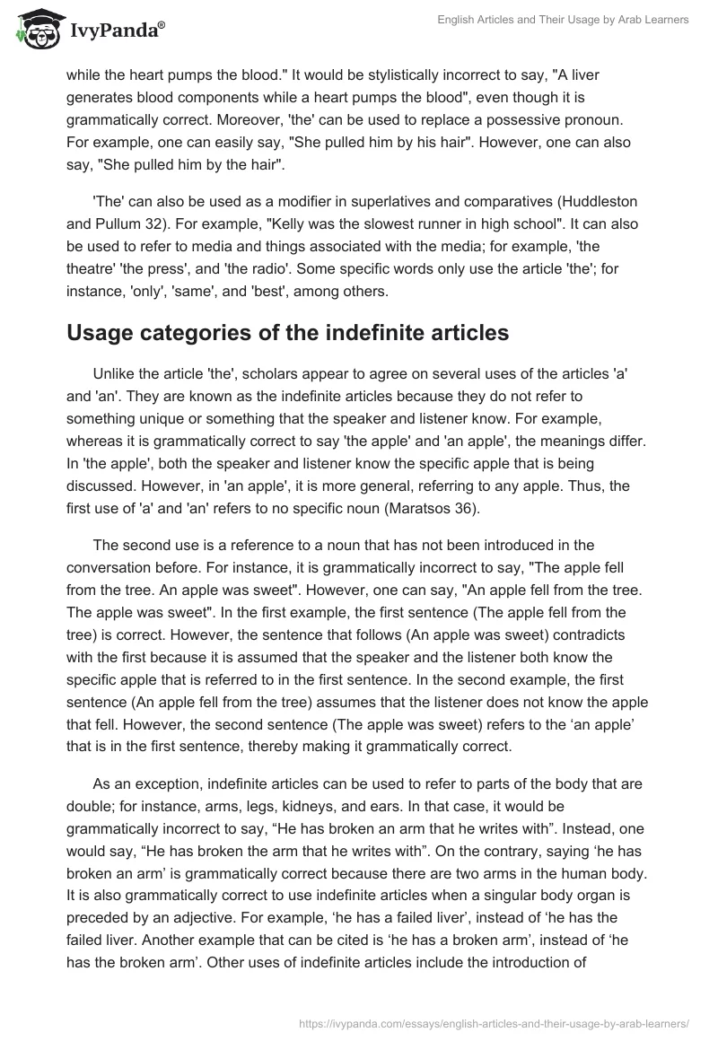 English Articles and Their Usage by Arab Learners. Page 5