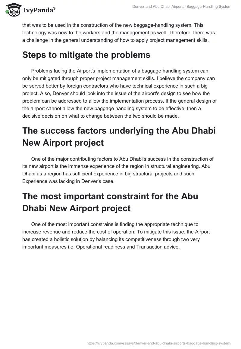 Denver and Abu Dhabi Airports: Baggage-Handling System. Page 2
