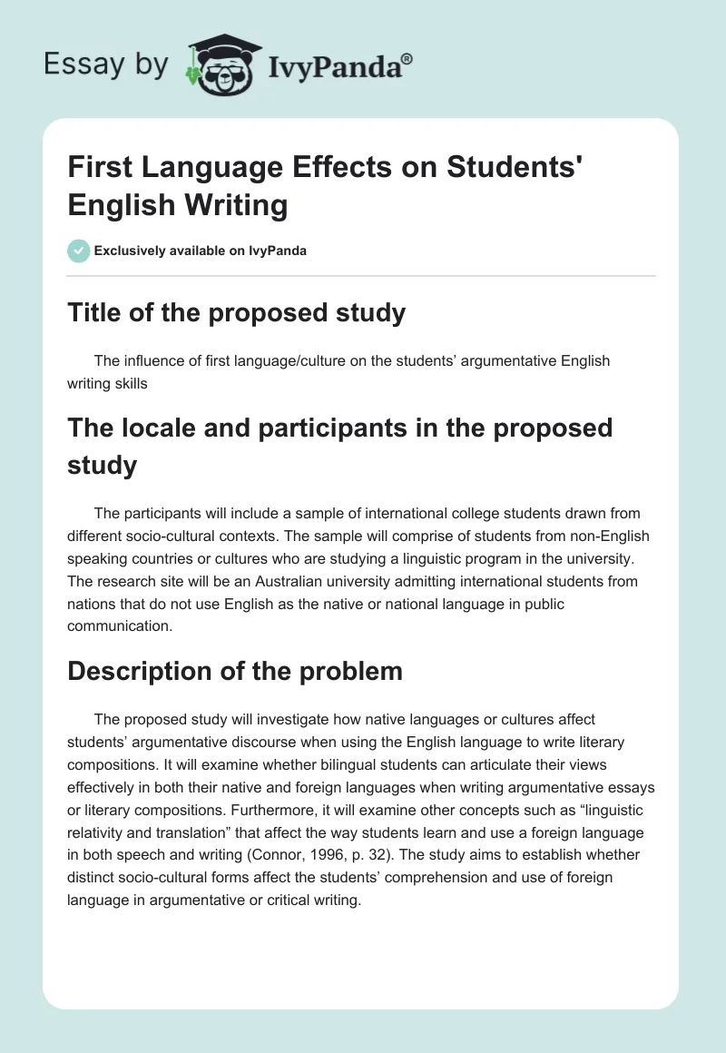First Language Effects on Students' English Writing. Page 1