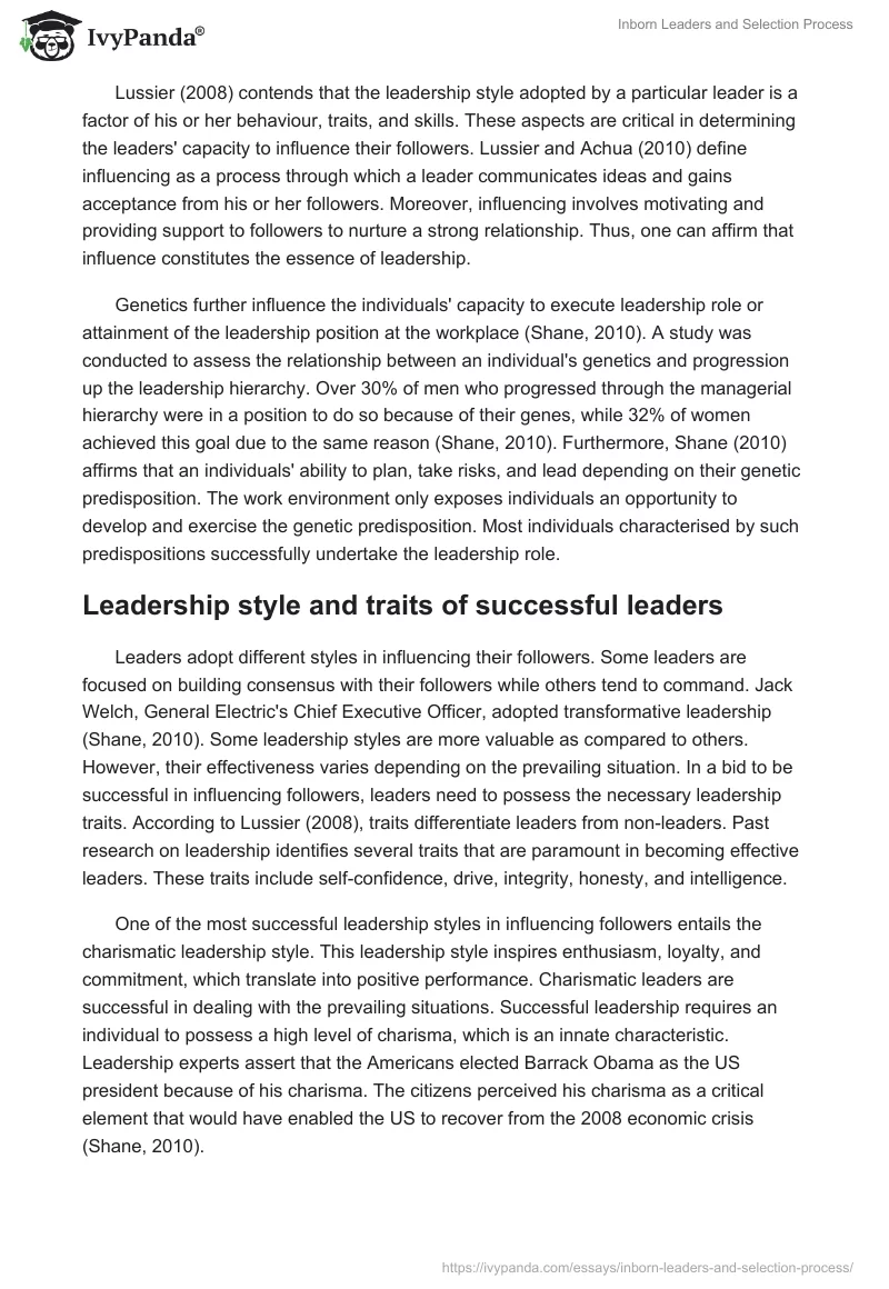 Inborn Leaders and Selection Process. Page 3