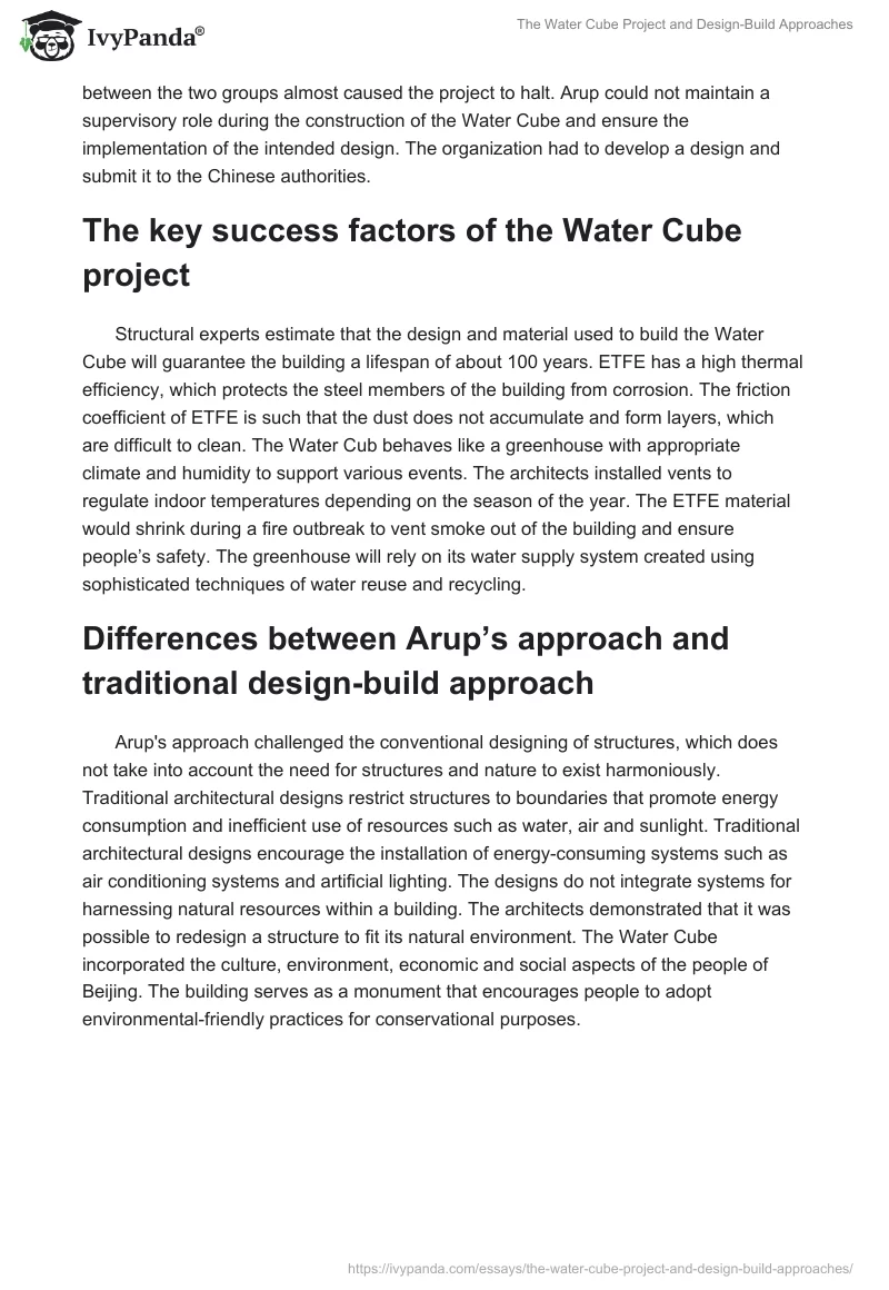 The Water Cube Project and Design-Build Approaches. Page 2