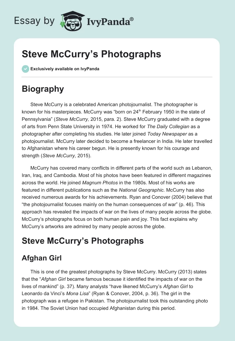 Steve McCurry’s Photographs. Page 1
