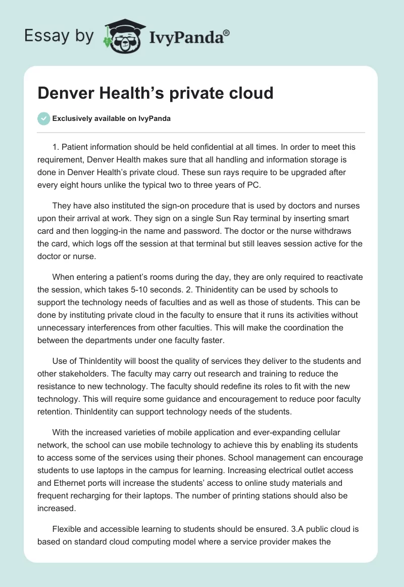 Denver Health’s private cloud. Page 1