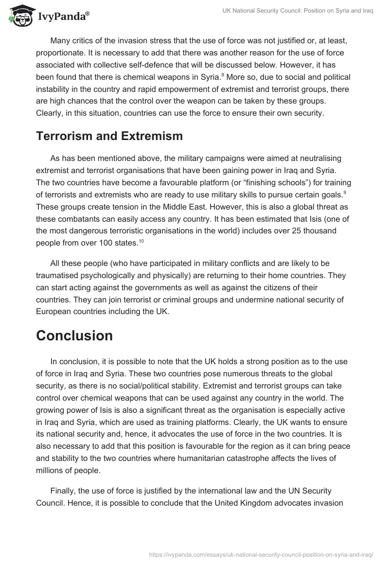UK National Security Council: Position on Syria and Iraq. Page 4