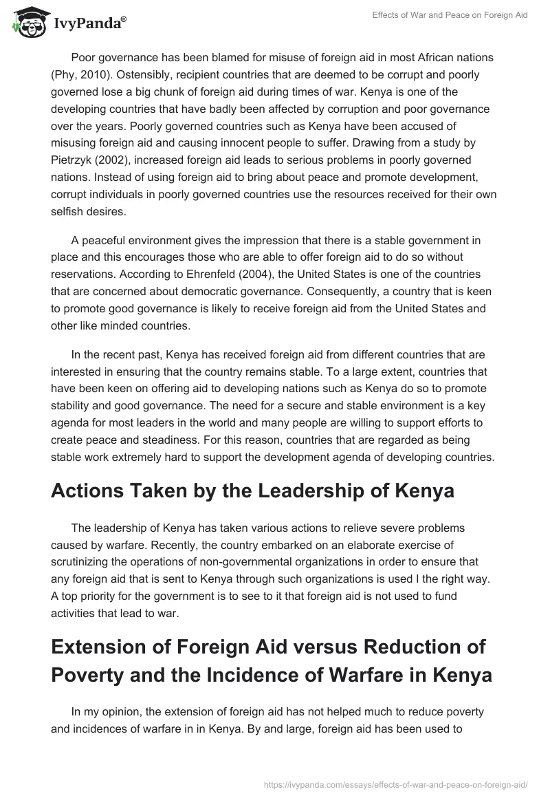Effects of War and Peace on Foreign Aid. Page 2
