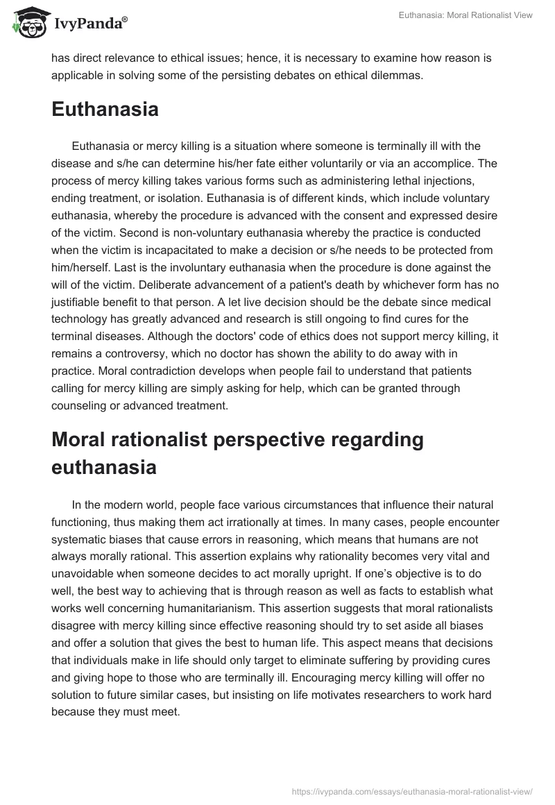 Euthanasia: Moral Rationalist View. Page 2