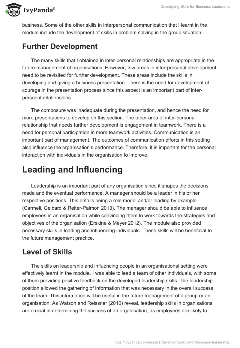 Developing Skills for Business Leadership. Page 3