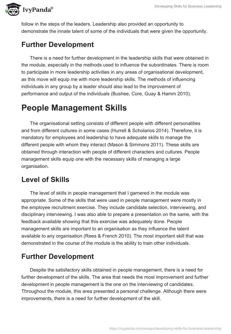 Developing Skills for Business Leadership. Page 4