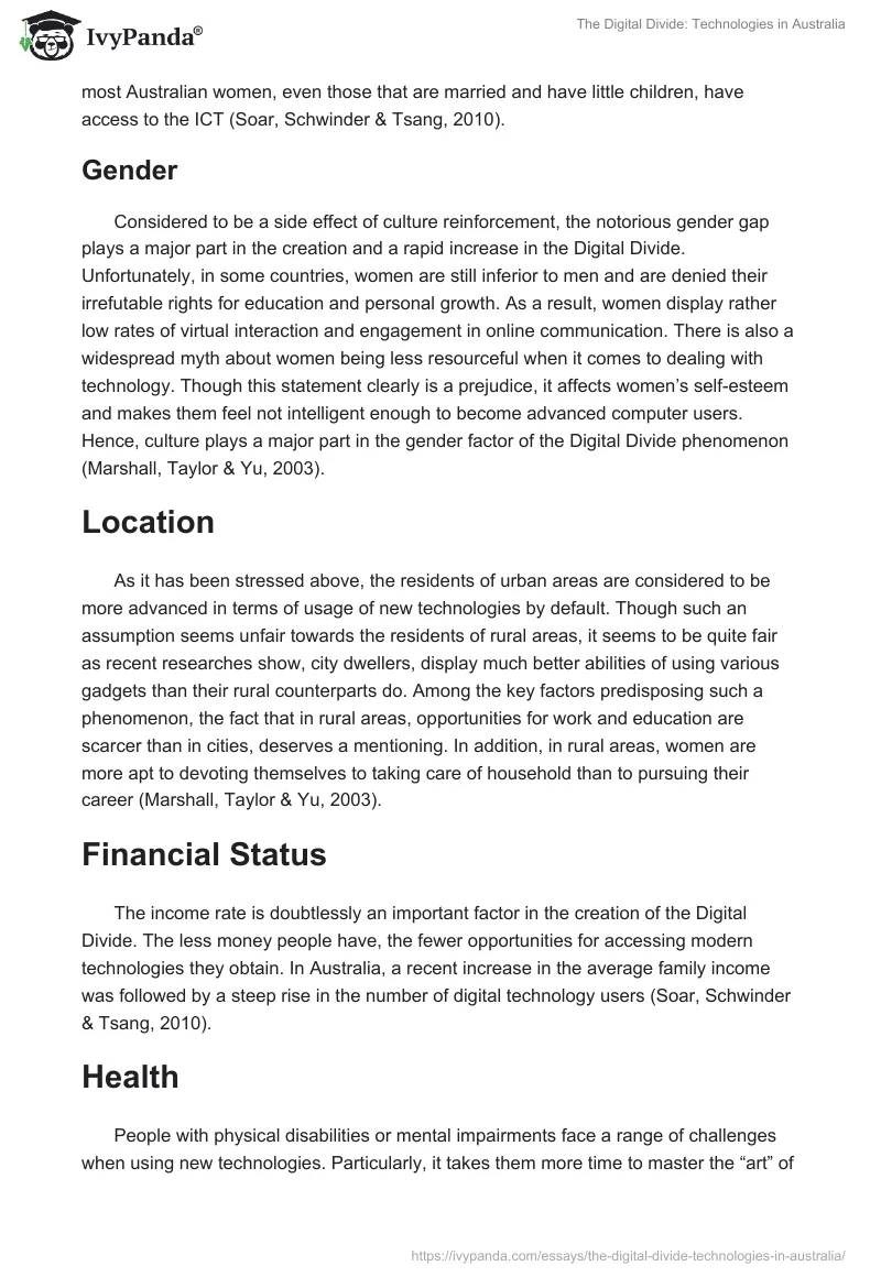 The Digital Divide: Technologies in Australia. Page 4