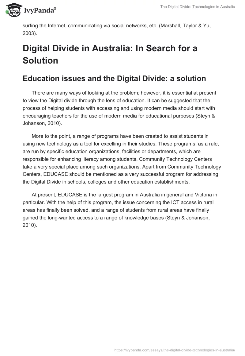 The Digital Divide: Technologies in Australia. Page 5
