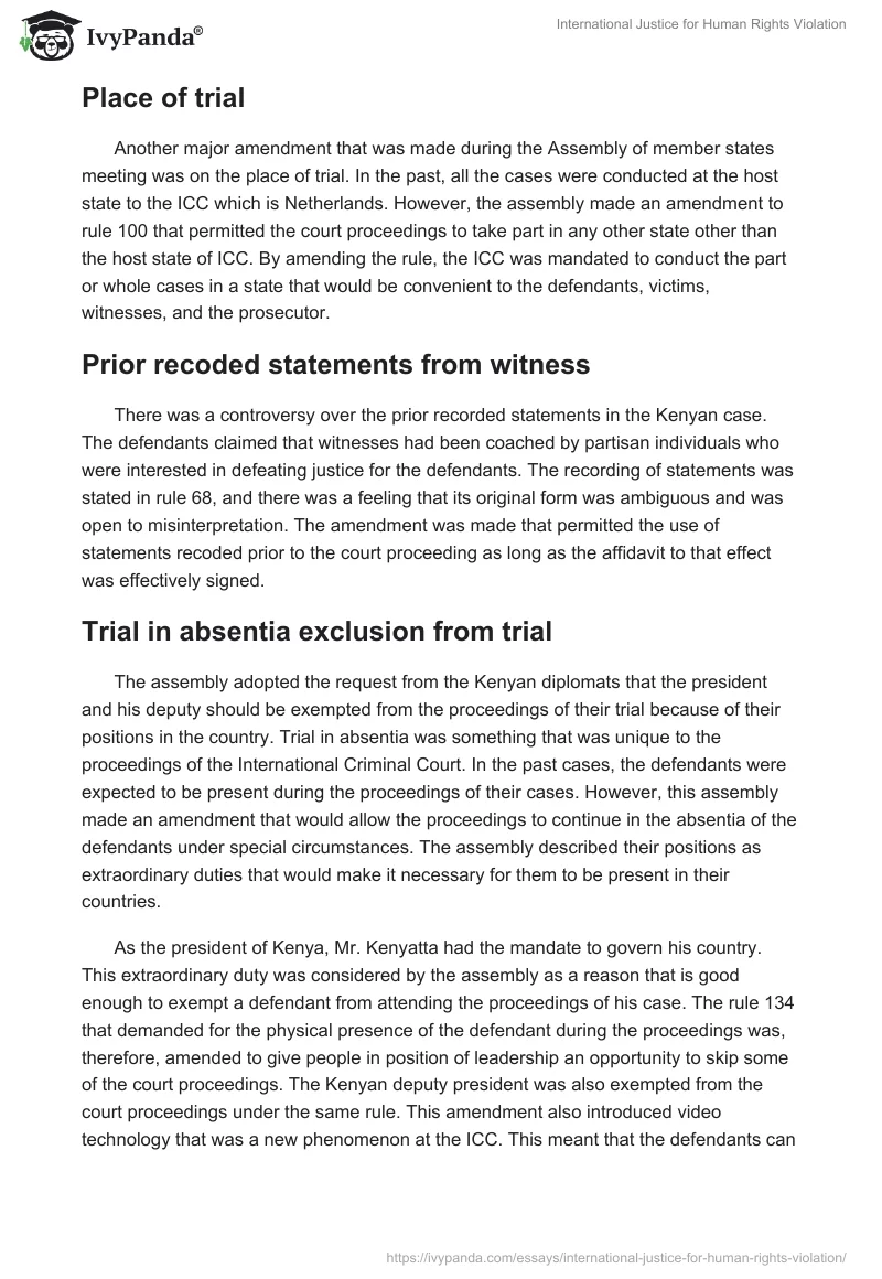 International Justice for Human Rights Violation. Page 5