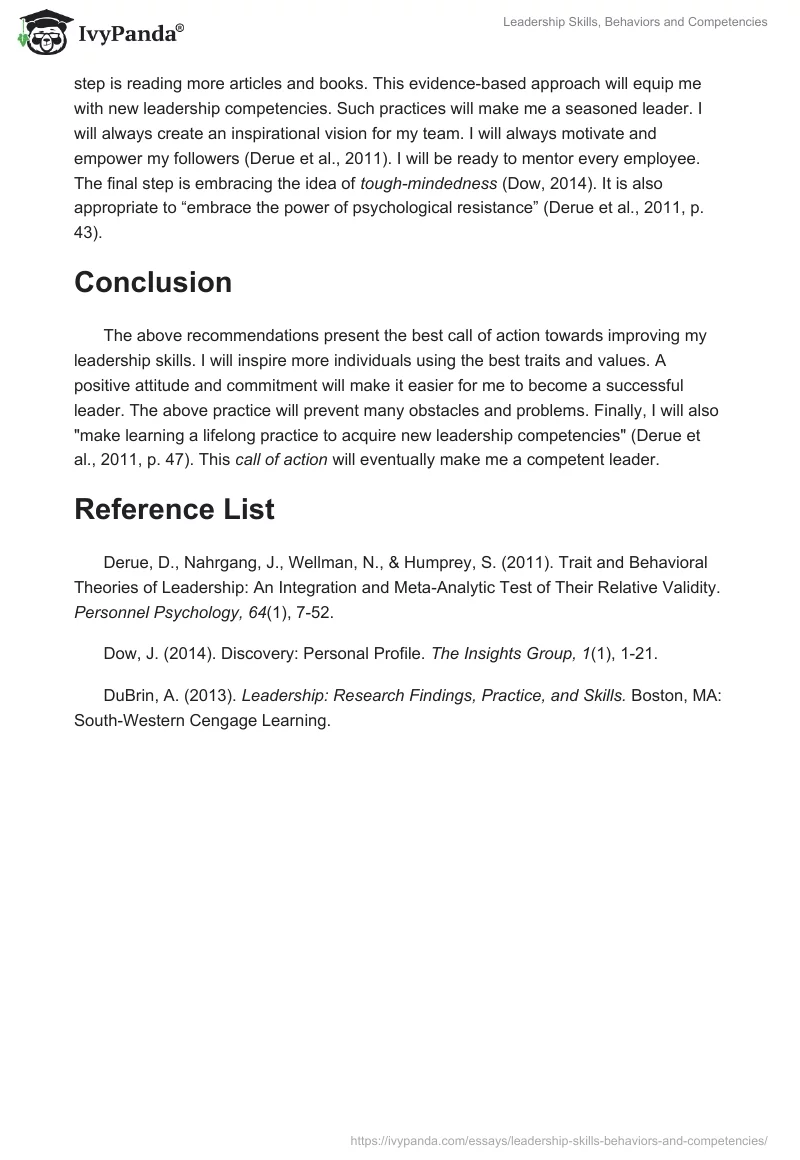 Leadership Skills, Behaviors and Competencies. Page 3