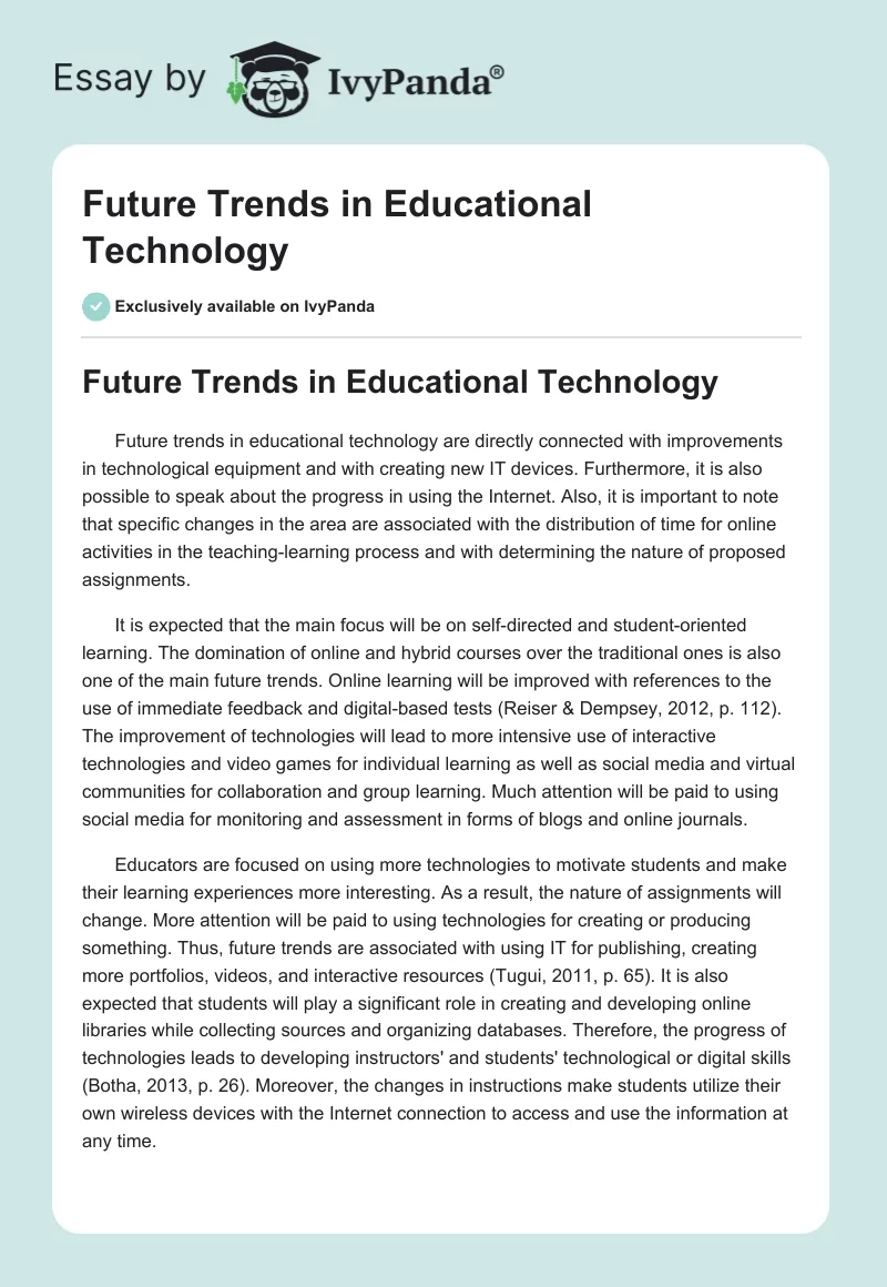Future Trends in Educational Technology. Page 1