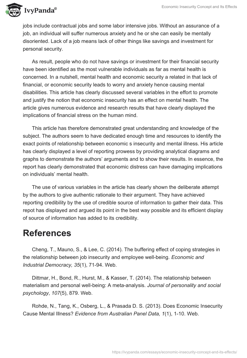 Economic Insecurity Concept and Its Effects. Page 3