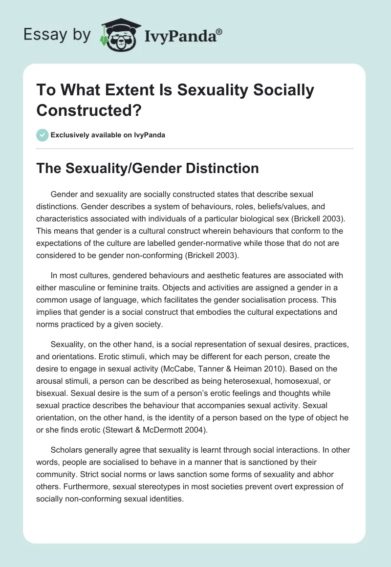 To What Extent Is Sexuality Socially Constructed?. Page 1