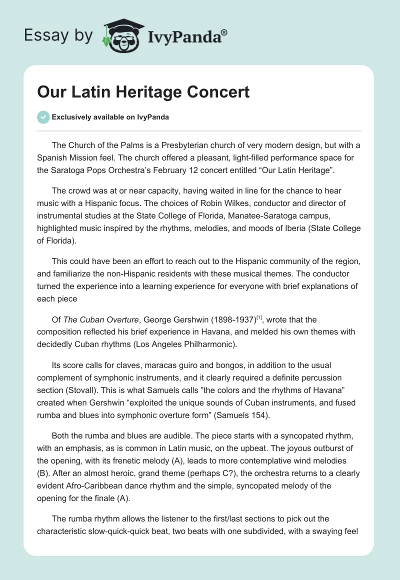 Our Latin Heritage Concert. Page 1