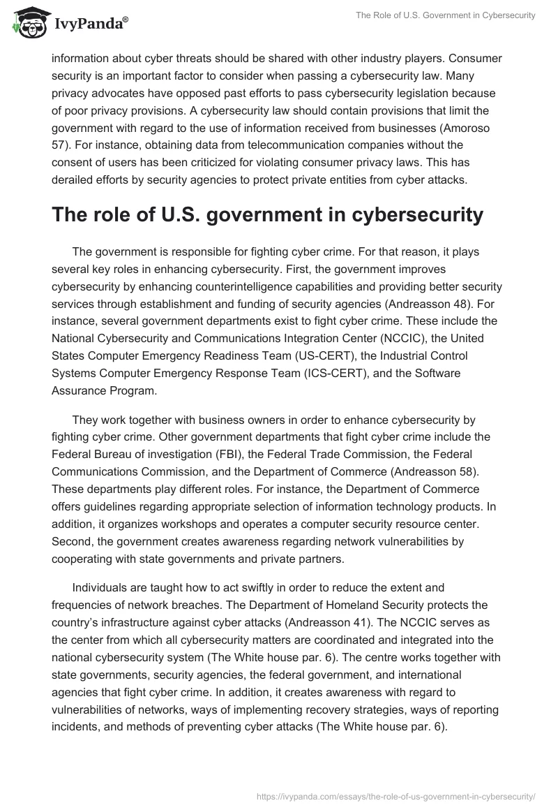 The Role of U.S. Government in Cybersecurity. Page 3