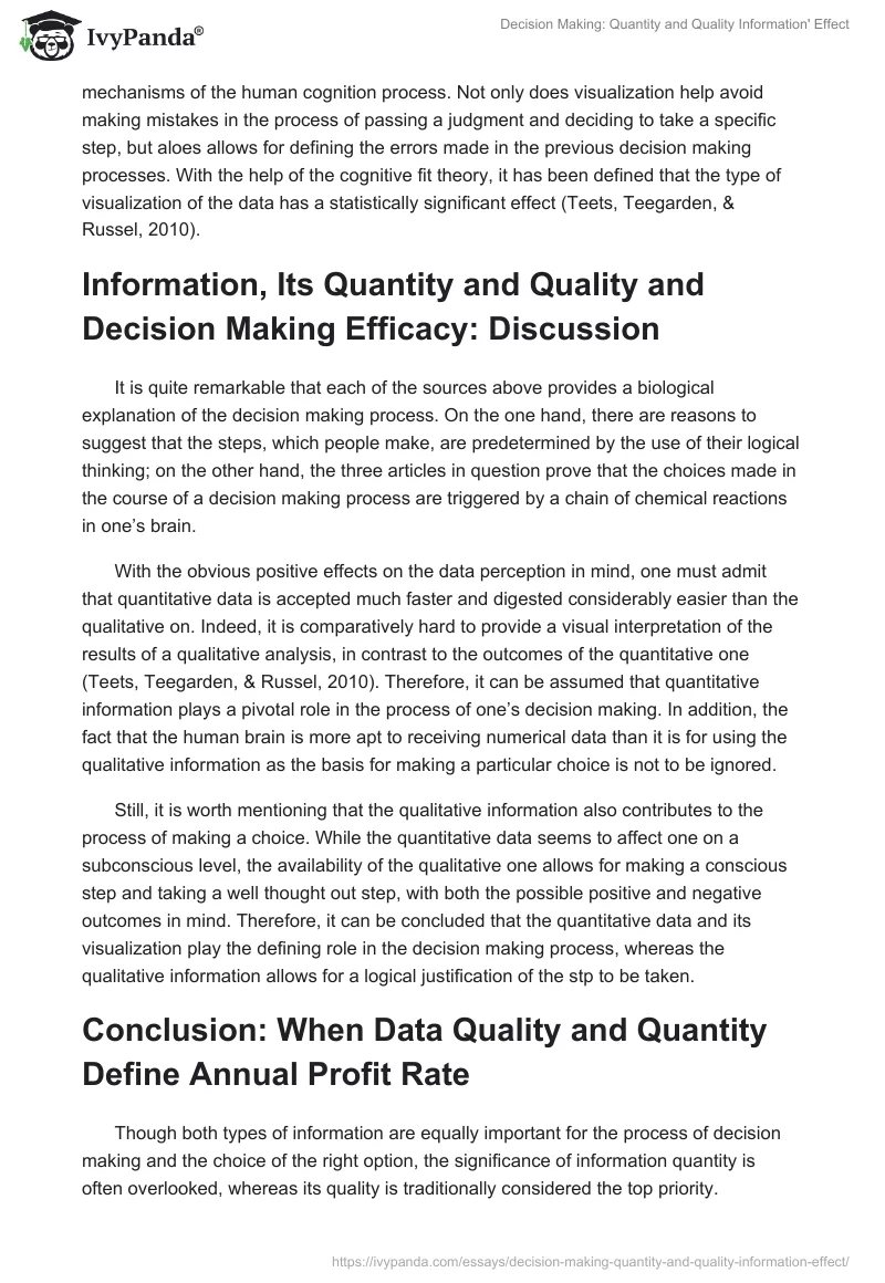 Decision Making: Quantity and Quality Information' Effect. Page 3