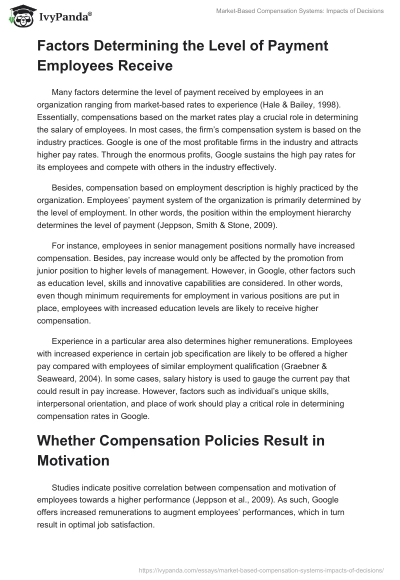 Market-Based Compensation Systems: Impacts of Decisions. Page 2